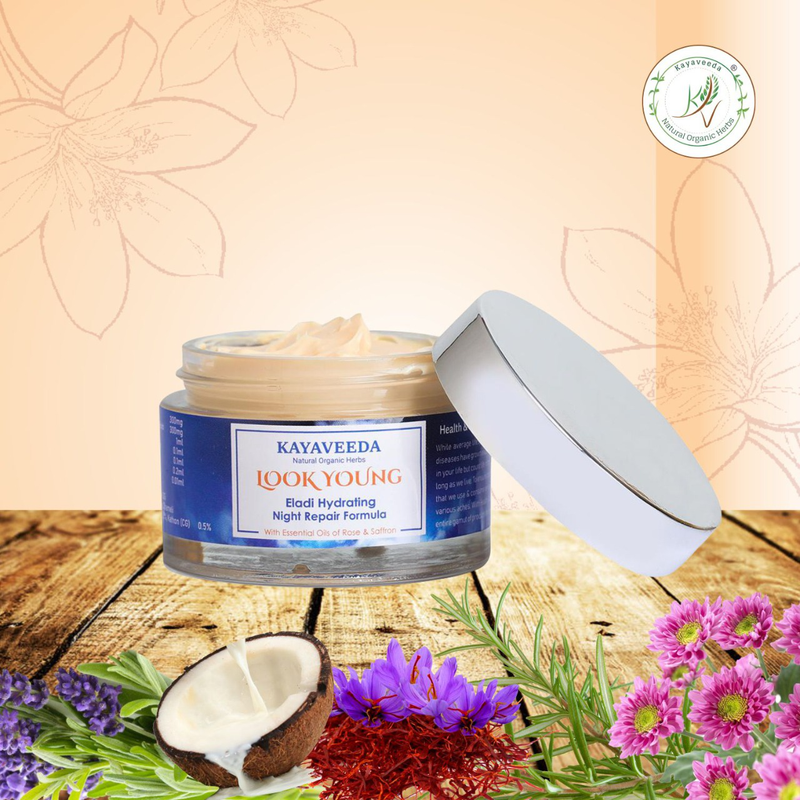 Look Young Night Repair Cream with Lavender, Saffron & Rosemary for Rejuvenating Skin Overnight