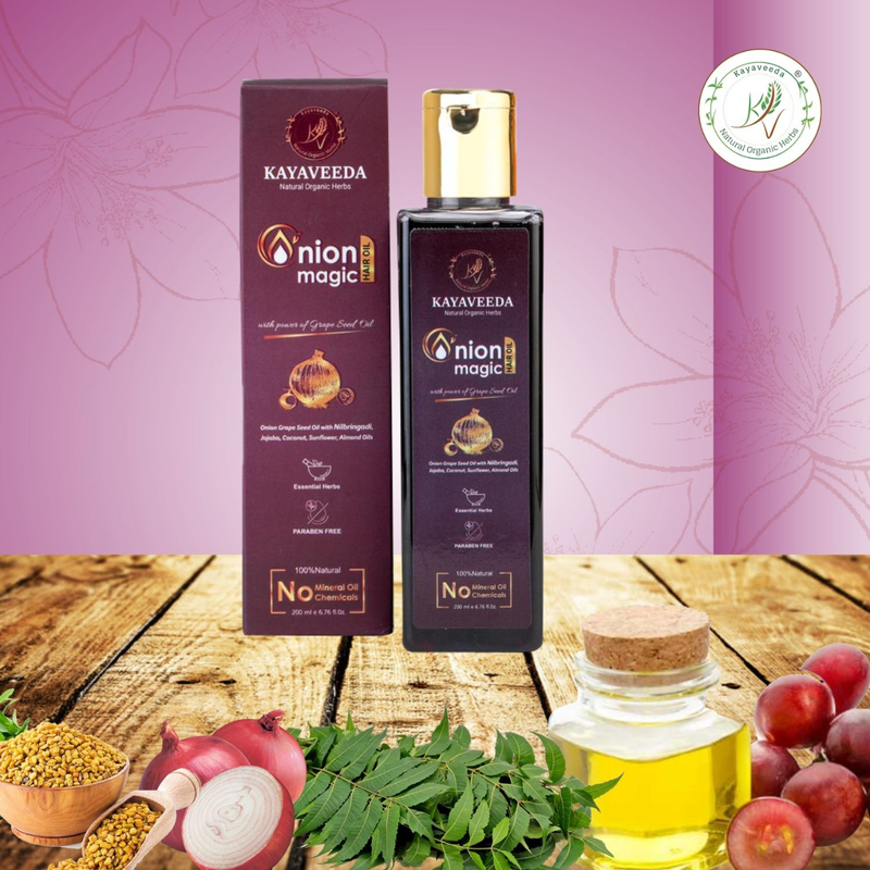 Onion Magic Hair Oil with Fenugreek, Tea Tree & Grapeseed Oil for Controlling Hair Fall and Dandruff