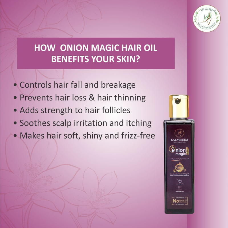 Onion Magic Hair Oil with Fenugreek, Tea Tree & Grapeseed Oil for Controlling Hair Fall and Dandruff