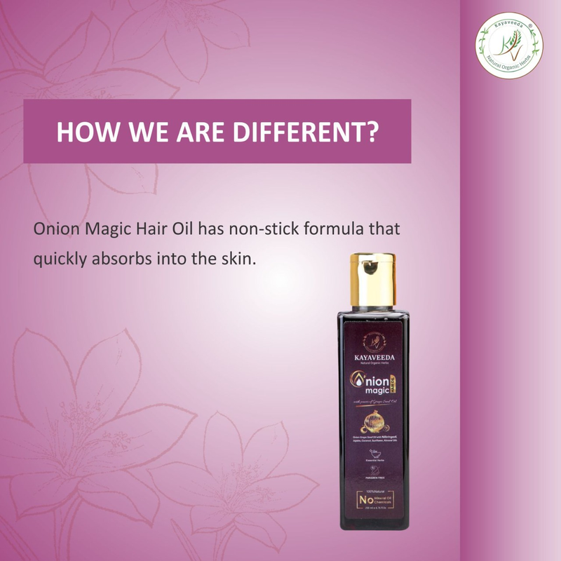 Onion Magic Hair Oil with Fenugreek, Tea Tree & Grapeseed Oil for Controlling Hair Fall and Dandruff