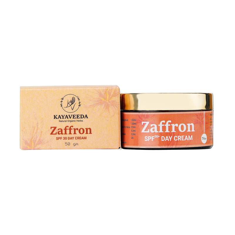 Kayaveeda Zaffron SPF 30 Day Cream with Aloe Vera & Almonds for Moisturizing & Protecting Skin from UV Rays